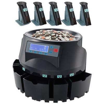 VEVOR USD Coin Sorter,Coin Sorter and Wrapper Machine Holds 200/2000 Coins, Black