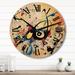Designart "All That Jazz Colorful Joy I" Abstract Collages Oversized Wood Wall Clock