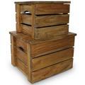 Anself Storage Crate Set 2 Pieces Solid Reclaimed Wood