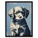 Mini Doodle Dog Animal Pet Portrait Blue Art Print Framed Poster Wall Decor 12x16 inch