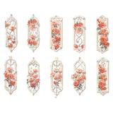 Penkiiy Pack of 10 Classical Hollow Out Flower Style PVC Bookmark Handmade Transparent Floral Pressed Flower Book Mark Bookmarks Box Set Ideal for Birthday Present Teachers Appreciation