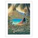 Tahiti - Isle of Paradise - Society Islands - Vintage Travel Poster by Kerne Erickson - Bamboo Fine Art 290gsm Paper (Unframed) 12x16in