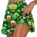 KANY Clover Print Green Skirt Women s Athletic Stretchy Pleated Tennis Skirts Run Yoga Inner Shorts Elastic Sports Golf Skorts Green Skirt Girls Light Brown/L
