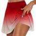 DondPO Skirts for Women Mini Skirt Womens Casual Prints Tennis Golf Skirt Yoga Sport Active Skirt Shorts Skirt Summer Dresses Casual Dresses Womens Dresses Red Dress XXL