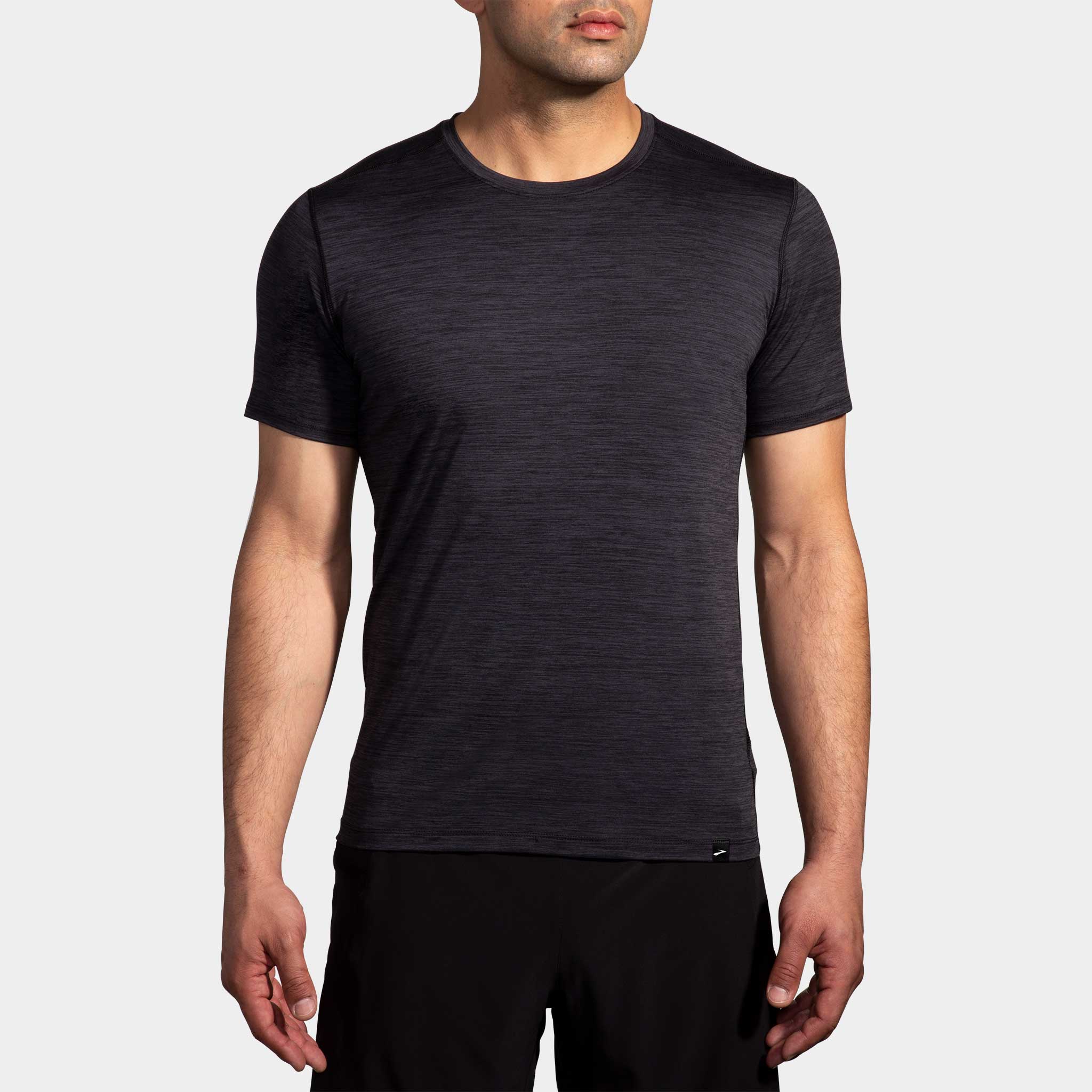 Brooks Luxe Short Sleeve Men's Running Apparel Heather Deep Black