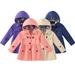 Esaierr Kids Baby Girls Solid Color Rain Trench Jacket Coats Toddler Hooded Windbreaker Jacket Mid-Length Waist Windproof Jacket Outerwear 3-11T