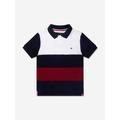 Tommy Hilfiger Boys Colourblock Global Stripe Polo Shirt In Navy Size 12 Yrs