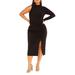 Plus Size Women's One Shoulder Dress With Slit by ELOQUII in Black Onyx (Size 28)