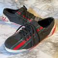 Gucci Shoes | Gucci Authentic Women's Monogram Canvas Bowling Shoe Sneakers Eu38 Us7.5 | Color: Black/Red | Size: 7.5