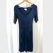 Anthropologie Dresses | Meadow Rue Anthropologie Twist Dress Short Sleeve Scoop Neck Pockets Navy Xs | Color: Blue | Size: Xs