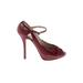 Christian Dior Heels: Pumps Stilleto Cocktail Party Red Print Shoes - Women's Size 38 - Open Toe