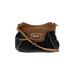 B Makowsky Leather Shoulder Bag: Pebbled Black Color Block Bags