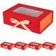 PLINJOY 5 Pcs Red Gift Box for Presents with Ribbon 10.8x7.5x3.5 Inches Clear Gift Box with Window Magnetic Closure Gift Boxes with Lids