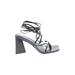 Bar III Heels: Black Print Shoes - Women's Size 8 - Open Toe