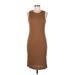 Nine West Casual Dress - Sheath Crew Neck Sleeveless: Brown Print Dresses - Women's Size Medium