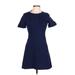 Derek Lam 10 Crosby Casual Dress - Fit & Flare: Blue Solid Dresses - Women's Size 10