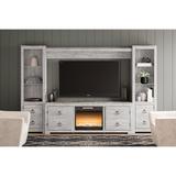 Signature Design by Ashley Willowton Whitewash 4-Piece Entertainment Center with Electric Fireplace - 113"W x 15"D x 73"H