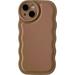 Solid Color Curly Wave Frame Soft Compatible with iPhone Case (Khaki iPhone X/Xs)