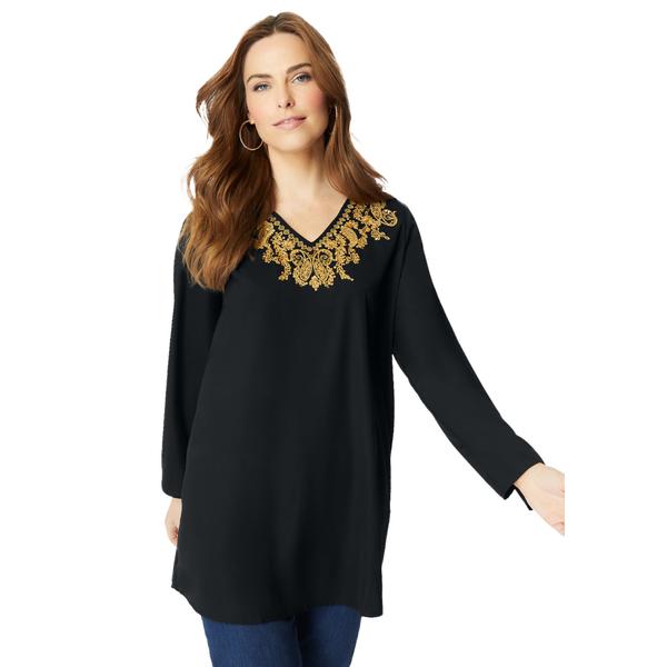 plus-size-womens-embellished-georgette-top.-by-roamans-in-black--size-18-w-/