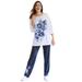 Plus Size Women's Floral Tee and Pant Set by Woman Within in Navy Floral Placement (Size 5X)