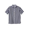 Men's Big & Tall Short-Sleeve Plaid Sport Shirt by KingSize in White Navy Plaid (Size 9XL)