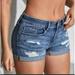 American Eagle Outfitters Shorts | American Eagle Outfitters Womens Blue High Rise Shortie Cut Off Shorts Size 6 | Color: Blue/Tan | Size: 6