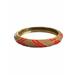 J. Crew Jewelry | J. Crew Neon Orange Tan Twist Gold Tone Bangle Bracelet | Color: Gold/Red | Size: Os