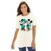 Plus Size Women's Disney Women's Short Sleeve Crew Tee St. Patricks Mickey by Disney in Off White Lucky Mickey (Size M)