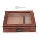 Cigar Humidor, Acrylic Top Cigar Box with Digital Hygrometer Brown, Desktop Cedar Wood Storage Case Holds 35 Cigars