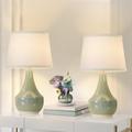 Latitude Run® Table Lamp Set of 2, 18.6“ Tall Ceramic Table Lamp Classic Beside Lamps Nightstand Ceramic in Green | 18.63 H x 11 W x 11 D in | Wayfair