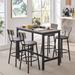 17 Stories Tazmine 4 - Person Counter Height Dining Set Wood/Metal in Gray | 35.45 H x 47.25 W x 23.64 D in | Wayfair