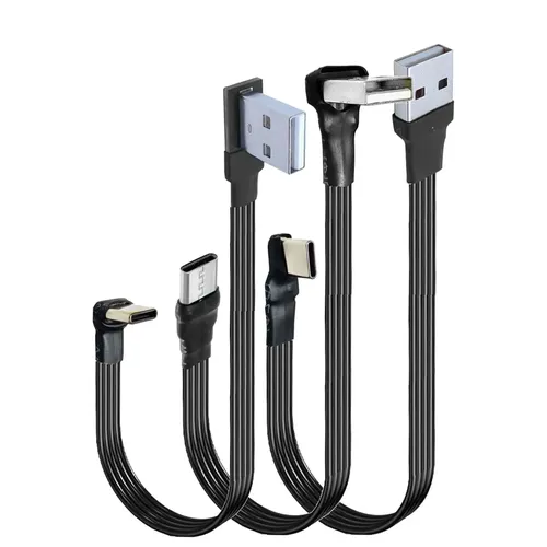 1M 2M 3M 5CM USB-C Type C mâle haut vers le bas coudé 90 degrés vers USB 2.0 câble de données mâle USB type-c câble plat 0.1m/0.2m/0.5m