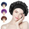 Bonnet de Nuit en Satin pour Femme Couvre-chef Bonnets de Douche pour le Bain et le Sauna