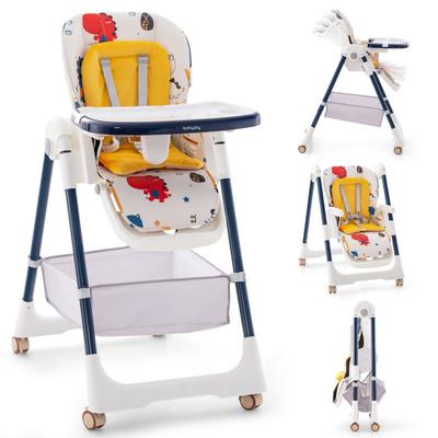 Costway Baby High Chair Folding Feeding Chair with Multiple Recline and Height Positions-Yellow