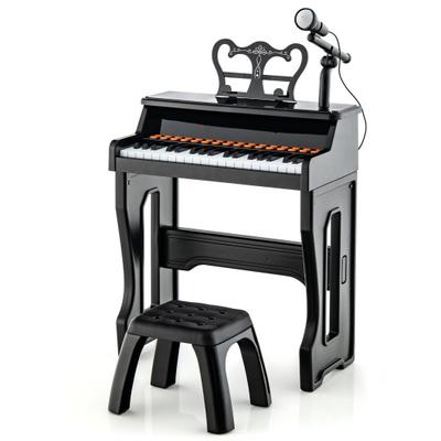 Costway 37 Keys Music Piano with Microphone Kids Piano Keyboard with Detachable Music Stand-Black