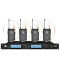 Microfono wireless UHF professionale microfono a testa a 4 canali per microfono da palcoscenico per attività all'aperto della scuola della chiesa