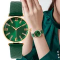 Luxury Ladies Brand Diamond Roman Design Lady Watches Dress orologio al quarzo Fashion Green Leather