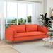 Orange Modern 3 Seat Sofa Linen Fabric Upholstered Couches Furniture Couch, Living Room Comfy Sofa Couch with USB Charging Ports