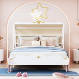 Full or Twin Size Princess Platform Car Bed with Canopy for Kid, Child
