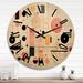 Designart "Paradise City Vintage Boho Chic Minimalism" Modern Geometric Oversized Wood Wall Clock