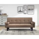 Brown Futon Sofa Bed Convertible Sectional Sleeper Couch, Folding Recliner Loveseat with Tapered Legs, Lounge Couch