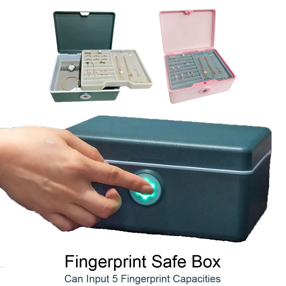 Biometrischer Fingerabdruck-Tresor Mini-Safe für Geld Bargeld Schmuck Sicherheitsaufbewahrungsbox Haushalt Akten Geheimversteckter Safe Kosmetikbox