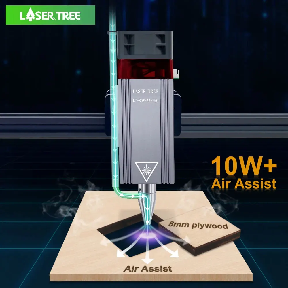 LASER TREE 10W 5W Laserkopf mit Air Assist TTL Blaulichtmodul für DIY Laserschneiden Gravur CNC-Maschine Holzwerkzeuge Image