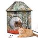 Heated Cat House for Indoor Outdoor Kitty with Heating Pad Intelligent Thermostat Foldable Heated Kitty Bed Cat Shelter Big Room with Double Door Camouflage