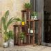 Plant Corner Stand 6 Tier Wood Shelf Indoor Outdoor Displaying Rack Space Save