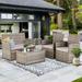 FHFO 4 Piece Patio Furniture Set Outdoor Wicker Conversation Sets Rattan Sectional Sofa w/Coffee Table Seat Cushions for Backyard Porch Garden Poolside - Gray Wicker/Gray Cushions