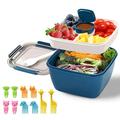 Mdesiwst 1100/1500ML Double Layers Lunch Box with Spoon Sauce Container Fruits Pick Airtight Lid Dishwasher Microwave Freezer Safe Students Bento Food Container