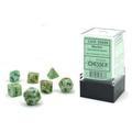 Chessex Dice Set â€“ 10mm Marble Green/Dark Green Plastic Polyhedral Dice Set â€“ Dungeons and Dragons D&D DND TTRPG Dice â€“ Includes 7 Dice - D4 D6 D8 D10 D12 D20 D% (CHX20409)