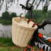 Bike Basket Kids Front Handlebar Bike Basket Rattan Woven Bicycle Basket Beige