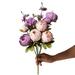 Waroomhouse Artificial Peony Bouquet Faux Silk Peony Flowers European Style Simulated Peony Bouquet Long-lasting 13 Head Artificial Peony for Diy for Floral